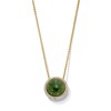 12.0mm Green and White Jade with 0.50 CT. T.W. Diamond Frame Reversible Bolo Necklace in 14K Gold - 26"