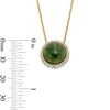 12.0mm Green and White Jade with 0.50 CT. T.W. Diamond Frame Reversible Bolo Necklace in 14K Gold - 26"