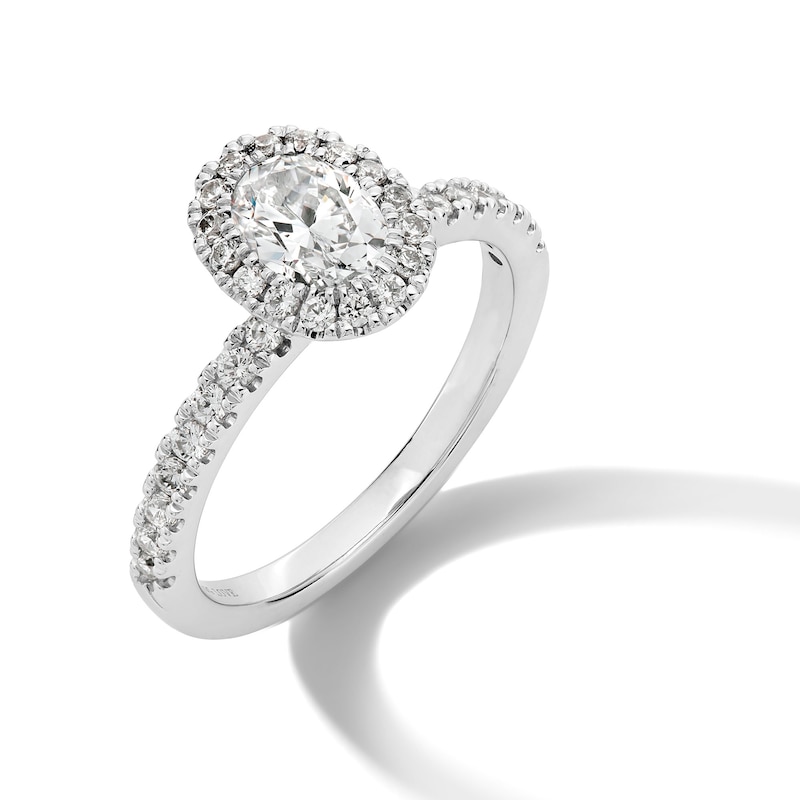 Main Image 3 of Vera Wang Love Collection 1.18 CT. T.W. Oval Certified Diamond Frame Engagement Ring in 18K White Gold (F/SI2)