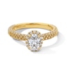 Vera Wang Love Collection 1.23 CT. T.W. Oval Certified Diamond Frame Woven Shank Engagement Ring in 18K Gold (F/SI2)