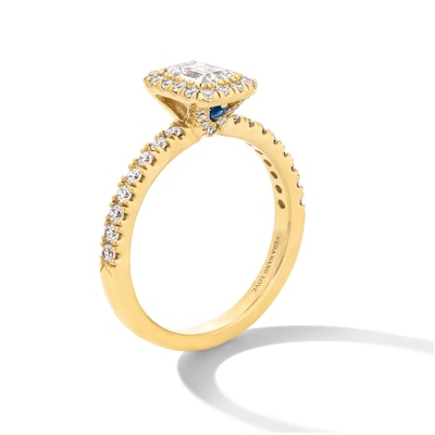 Vera Wang Love Collection 1.11 CT. T.W. Emerald-Cut Certified Diamond Frame Engagement Ring in 18K Gold (F/SI2)