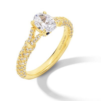 Vera Wang Love Collection 1.29 CT. T.W. Oval Certified Diamond Split Woven Shank Engagement Ring in 18K Gold (F/SI2)