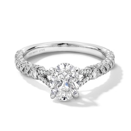 Vera Wang Love Collection 1.29 CT. T.W. Oval Certified Diamond Split Woven Shank Engagement Ring in 18K White Gold