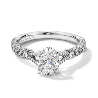 Vera Wang Love Collection 1.29 CT. T.W. Oval Certified Diamond Split Woven Shank Engagement Ring in 18K White Gold