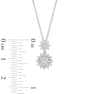 0.50 CT. T.W. Certified Lab-Created Multi-Diamond Double Sunburst Drop Pendant in 10K White Gold (F/SI2)