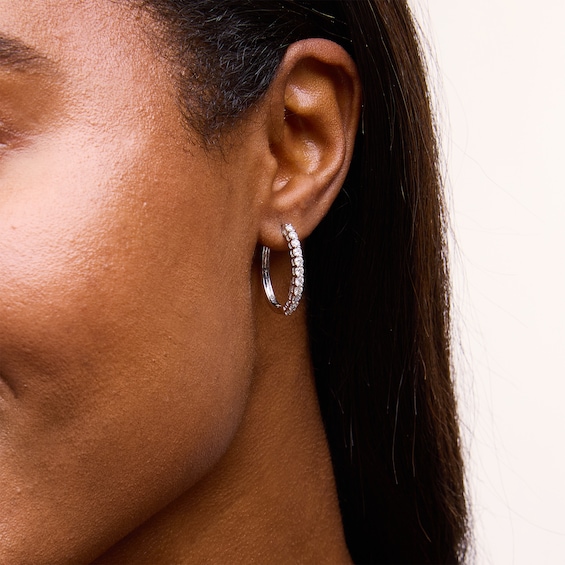 1.00 CT. T.W. Certified Lab-Created Diamond Hoop Earrings in Sterling Silver (F/SI2)