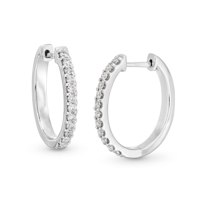 Main Image 1 of 0.50 CT. T.W. Certified Lab-Created Diamond Hoop Earrings in Sterling Silver (F/SI2)