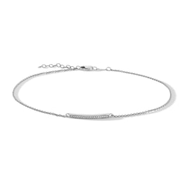 0.05 CT. T.W. Diamond Bar Anklet in Sterling Silver - 10”