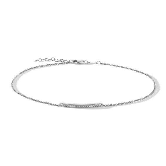 0.05 CT. T.W. Diamond Bar Anklet in Sterling Silver - 10”