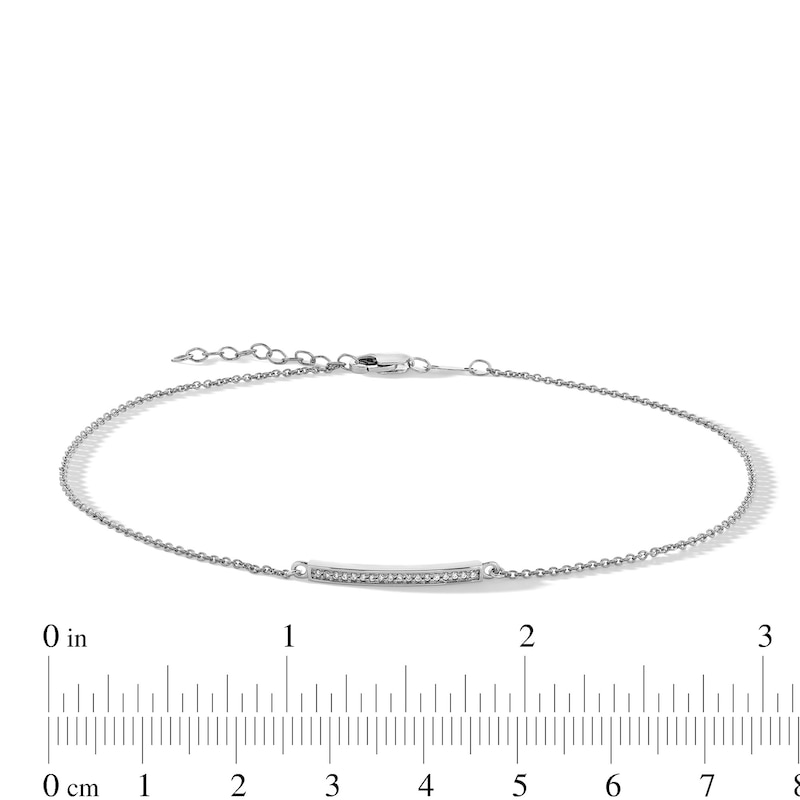 0.05 CT. T.W. Diamond Bar Anklet in Sterling Silver - 10”