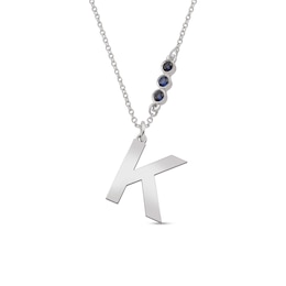 Uppercase Initial with Offset Birthstone Pendant (1 Letter and 1-4 Stones)