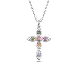 Mother's Birthstone Cross Pendant (3-6 Stones)