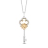 Thumbnail Image 0 of Enchanted Disney Belle Citrine and 0.085 CT. T.W. Diamond Rose Key Pendant in Sterling Silver and 14K Gold - 20"