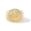 Thumbnail Image 0 of 0.30 CT. T.W. Diamond Frame Ganesha Ribbed Shank Signet Ring in 18K Gold