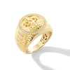 Thumbnail Image 1 of 0.30 CT. T.W. Diamond Frame Ganesha Ribbed Shank Signet Ring in 18K Gold