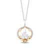 Enchanted Disney Belle 0.145 CT. T.W. Diamond Castle Pendant in Sterling Silver and 14K Gold