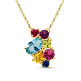 Multi-Shaped Birthstone Family Cluster Necklace (3-7 Stones)