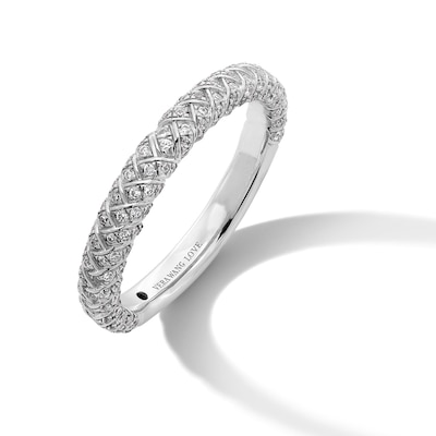 Vera Wang Love Collection 0.29 CT. T.W. Certified Diamond Woven Anniversary Band in 18K Gold (F/SI2