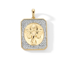 0.085 CT. T.W. Diamond Ganesha Octagon Medallion Necklace Charm in 18K Gold