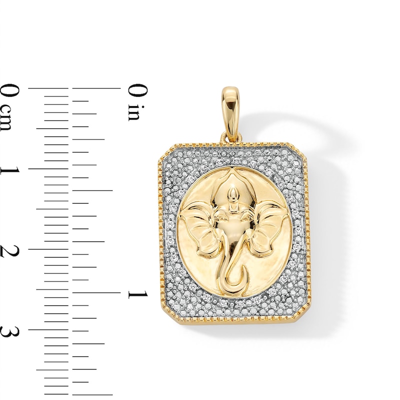 Main Image 3 of 0.085 CT. T.W. Diamond Ganesha Octagon Medallion Necklace Charm in 18K Gold