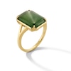 Thumbnail Image 2 of Emerald-Cut Jade Solitaire Octagon Frame Split Shank Ring in 18K Gold