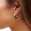 Jade Hammered Hoop Earrings in 18K Gold