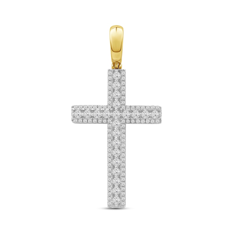 Main Image 1 of 1.50 CT. T.W. Diamond Cross Necklace Charm in 10K Gold