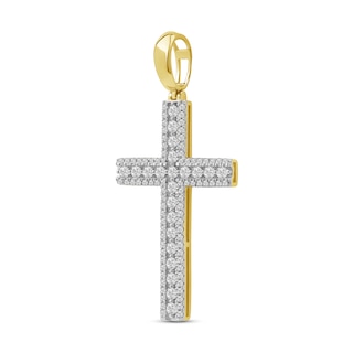 1.50 CT. T.W. Diamond Cross Necklace Charm in 10K Gold