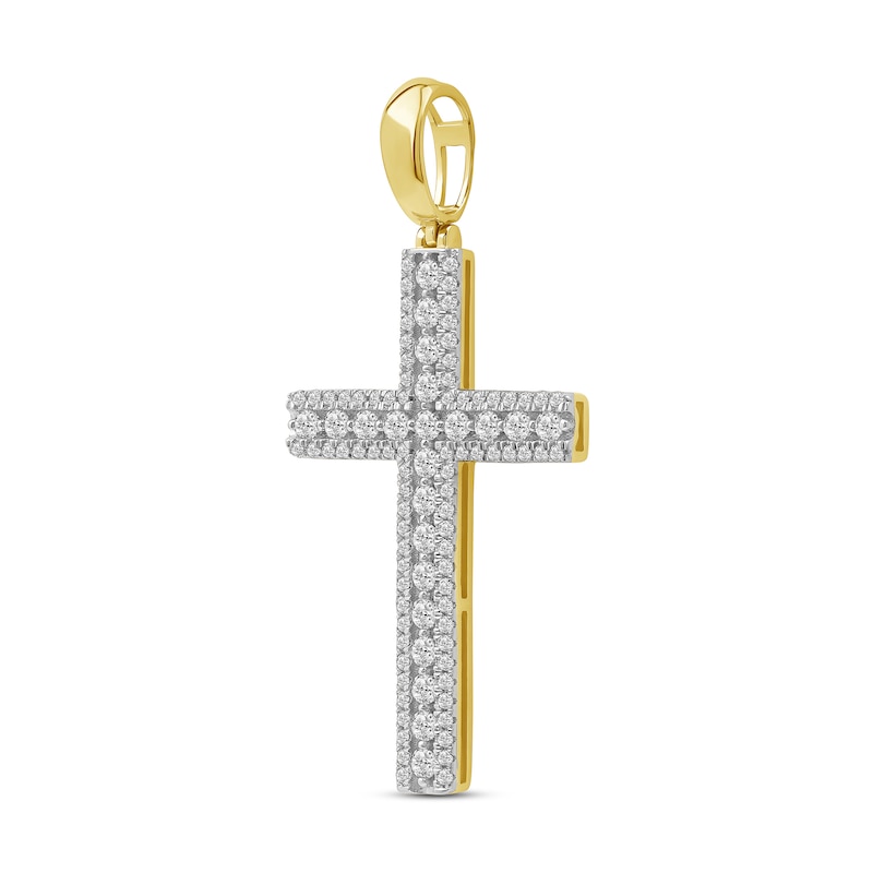 Main Image 2 of 1.50 CT. T.W. Diamond Cross Necklace Charm in 10K Gold