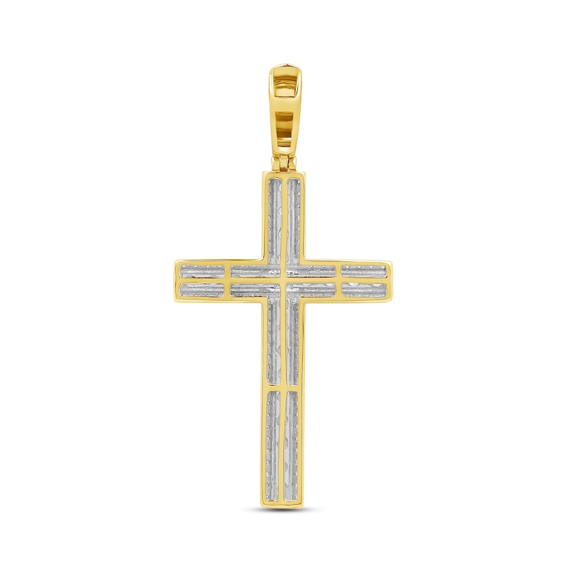 Main Image 3 of 1.50 CT. T.W. Diamond Cross Necklace Charm in 10K Gold