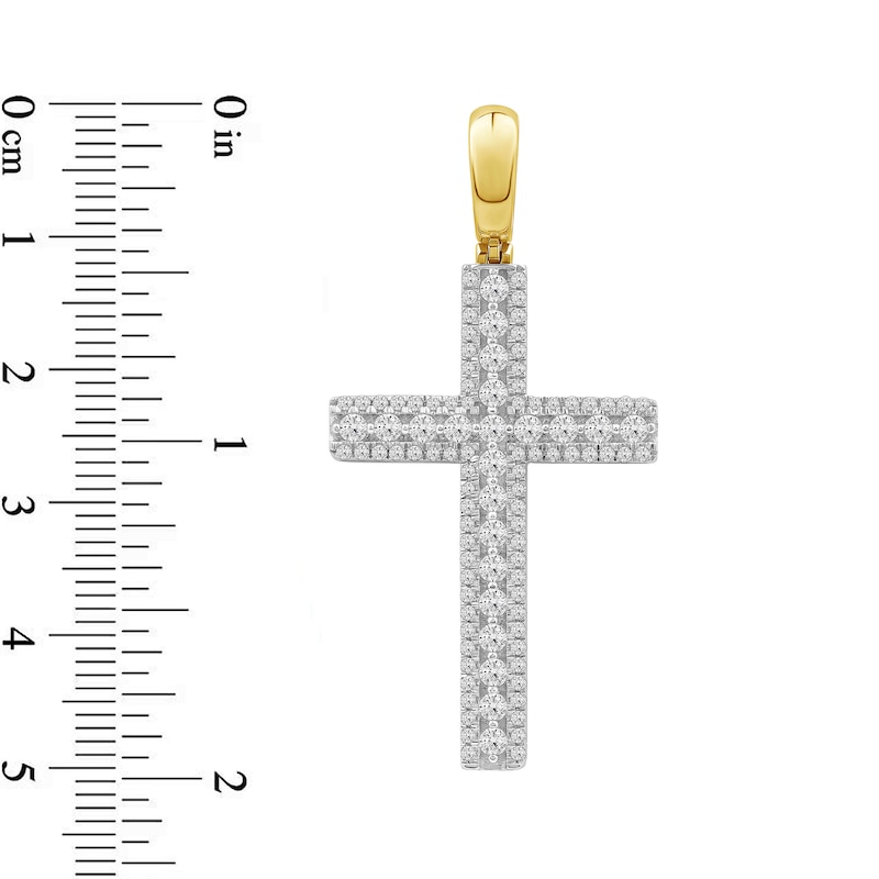 Main Image 4 of 1.50 CT. T.W. Diamond Cross Necklace Charm in 10K Gold