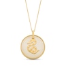 Thumbnail Image 1 of 20.0mm White Jade Snake Chinese Zodiac Disc Pendant in 14K Gold