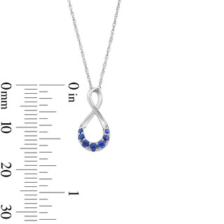 Graduated Blue Sapphire Infinity Pendant in 10K White Gold