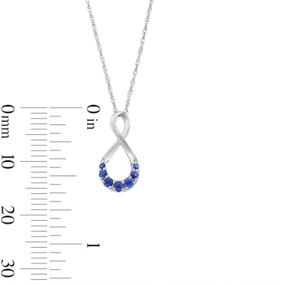 Graduated Blue Sapphire Infinity Pendant in 10K White Gold