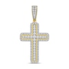 Thumbnail Image 1 of 1.50 CT. T.W. Diamond Cross Rounded Border Necklace Charm in 10K Gold