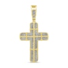 Thumbnail Image 3 of 1.50 CT. T.W. Diamond Cross Rounded Border Necklace Charm in 10K Gold