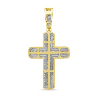 1.50 CT. T.W. Diamond Cross Rounded Border Necklace Charm in 10K Gold