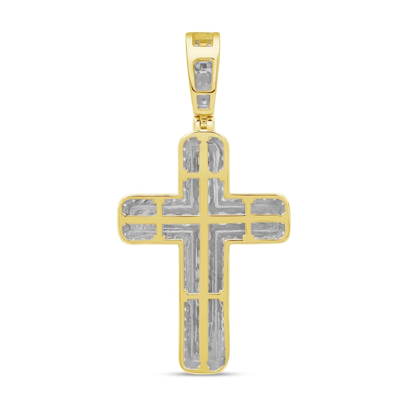 Main Image 3 of 1.50 CT. T.W. Diamond Cross Rounded Border Necklace Charm in 10K Gold