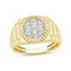 0.15 CT. T.W. Multi-Diamond Coin-Edge Frame Ribbed Shank Ring in 10K Gold