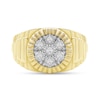 0.15 CT. T.W. Multi-Diamond Coin-Edge Frame Ribbed Shank Ring in 10K Gold