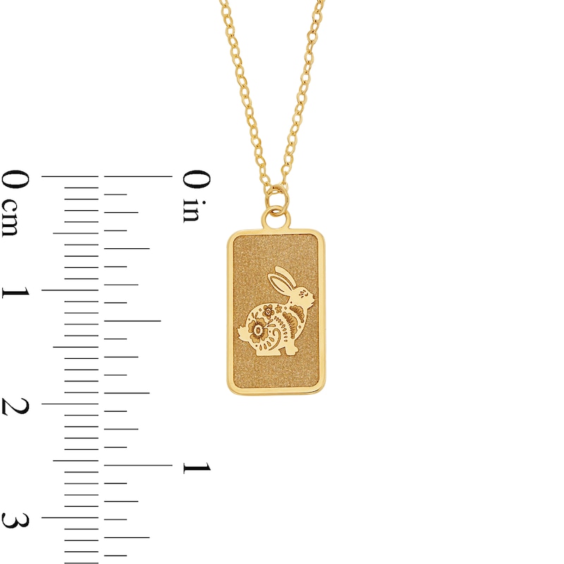 Main Image 3 of Rabbit Chinese Zodiac Rectangle Tag Pendant in Solid 14K Gold