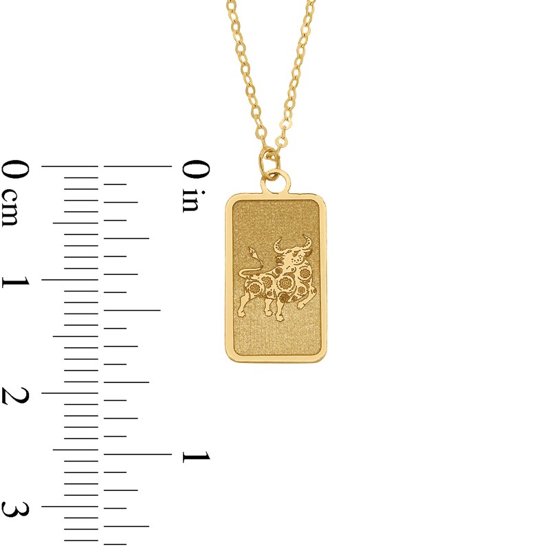 Main Image 3 of Ox Chinese Zodiac Rectangle Tag Pendant in Solid 14K Gold