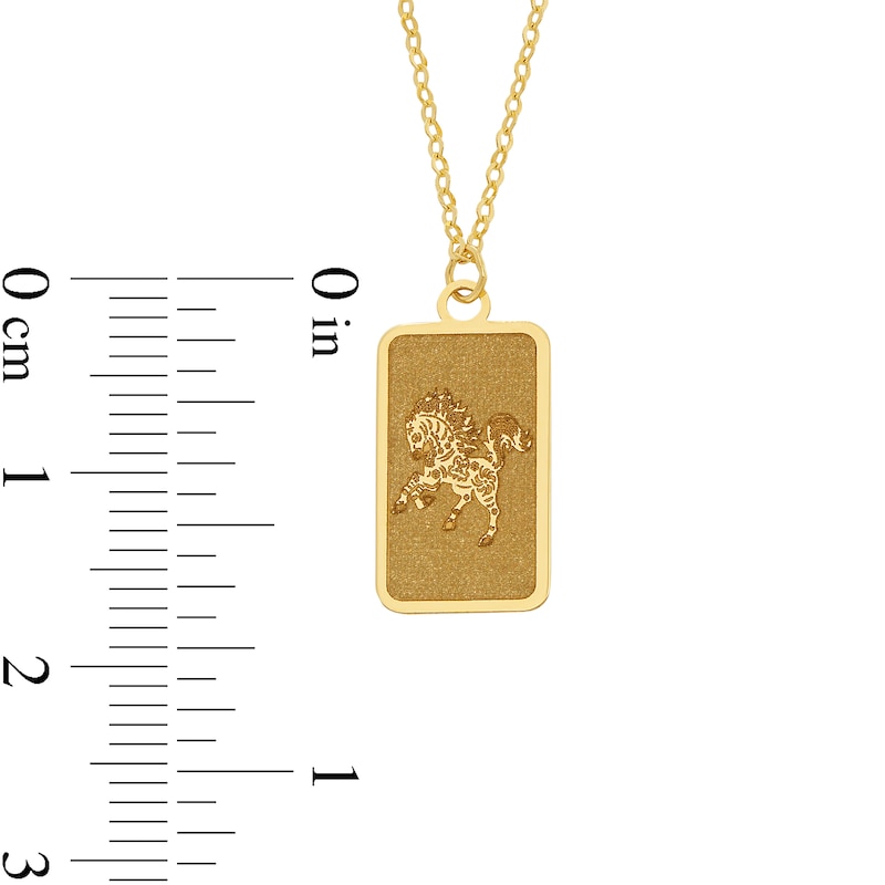 Main Image 3 of Horse Chinese Zodiac Rectangle Tag Pendant in Solid 14K Gold