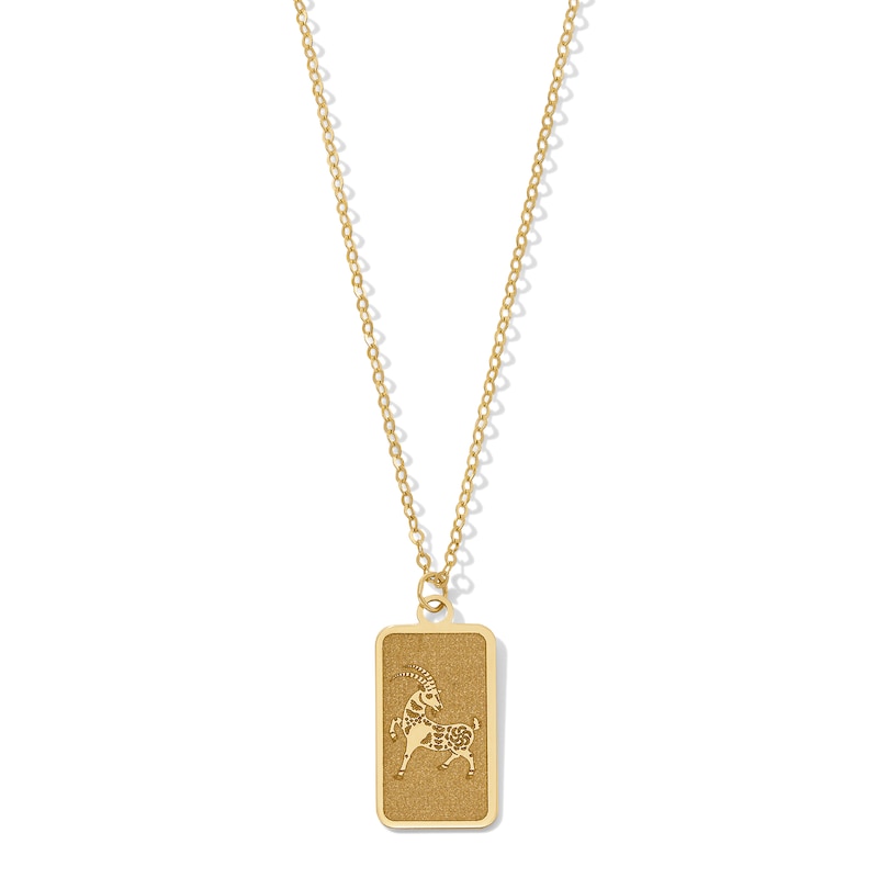 Main Image 1 of Goat Chinese Zodiac Rectangle Tag Pendant in Solid 14K Gold