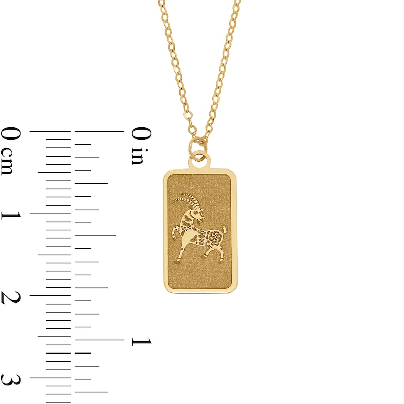 Main Image 3 of Goat Chinese Zodiac Rectangle Tag Pendant in Solid 14K Gold