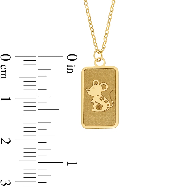 Main Image 3 of Rat Chinese Zodiac Rectangle Tag Pendant in Solid 14K Gold