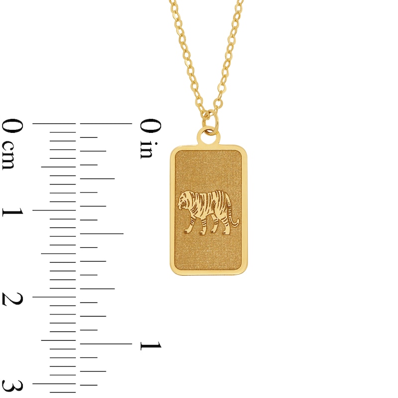 Main Image 3 of Tiger Chinese Zodiac Rectangle Tag Pendant in Solid 14K Gold