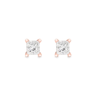 0.30 CT. T.W. Princess-Cut Canadian Certified Diamond Solitaire Stud Earrings in 14K Rose Gold (I/I2)