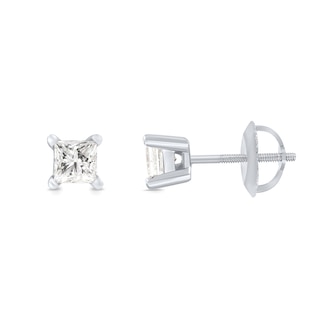 0.50 CT. T.W. Princess-Cut Canadian Certified Diamond Solitaire Stud Earrings in 18K Gold (I/SI2