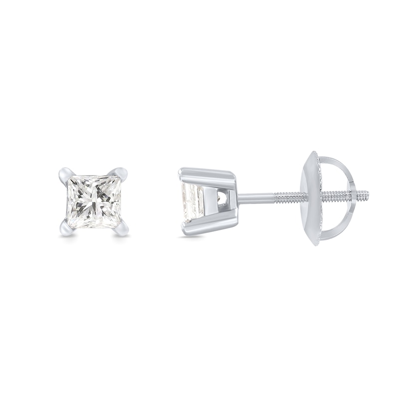 0.50 CT. T.W. Princess-Cut Canadian Certified Diamond Solitaire Stud Earrings in 18K Gold (I/SI2